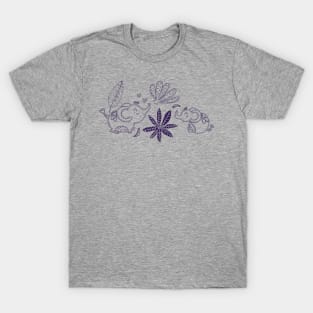 Elephants with flowers outline pattern T-Shirt